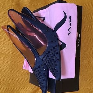 Nina Black Sequin Sling Backs